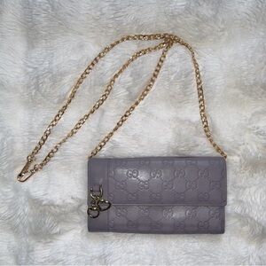 Vintage Gucci GG Lilac Purple Large Wallet with chain